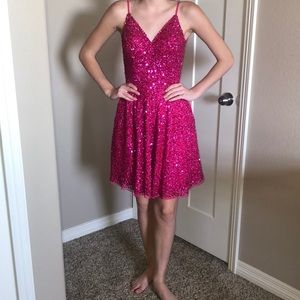 Fuschia Pink sequin Cocktail